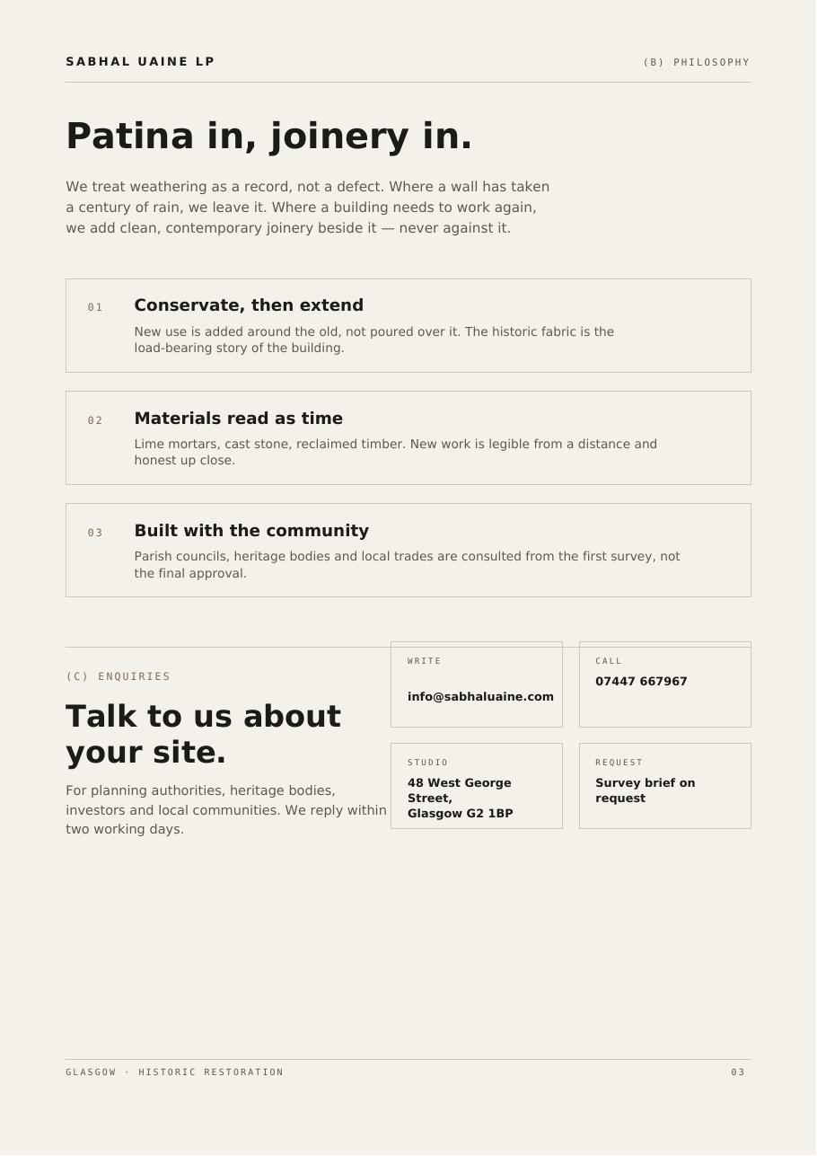Sabhal Uaine brochure, page 3
